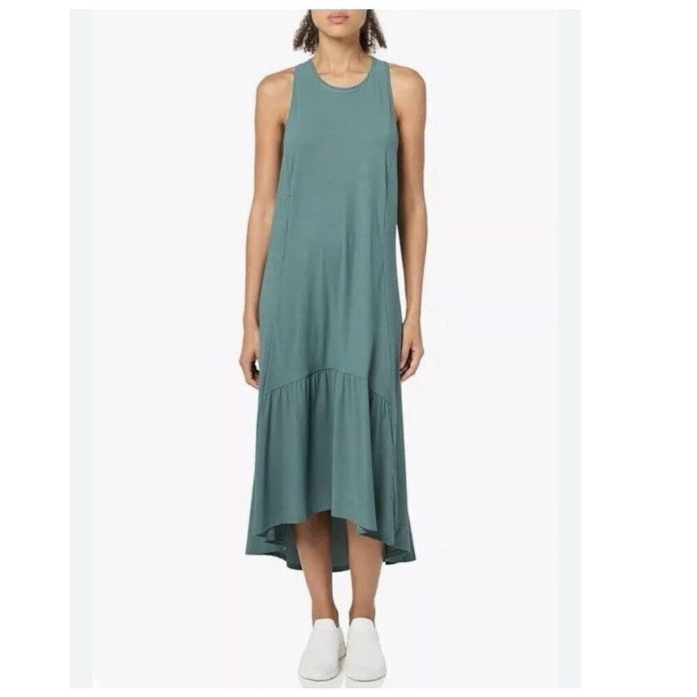 Sweaty Betty Explorer Ace Midi Dress Green Racerback Hi Low Activewear Size M